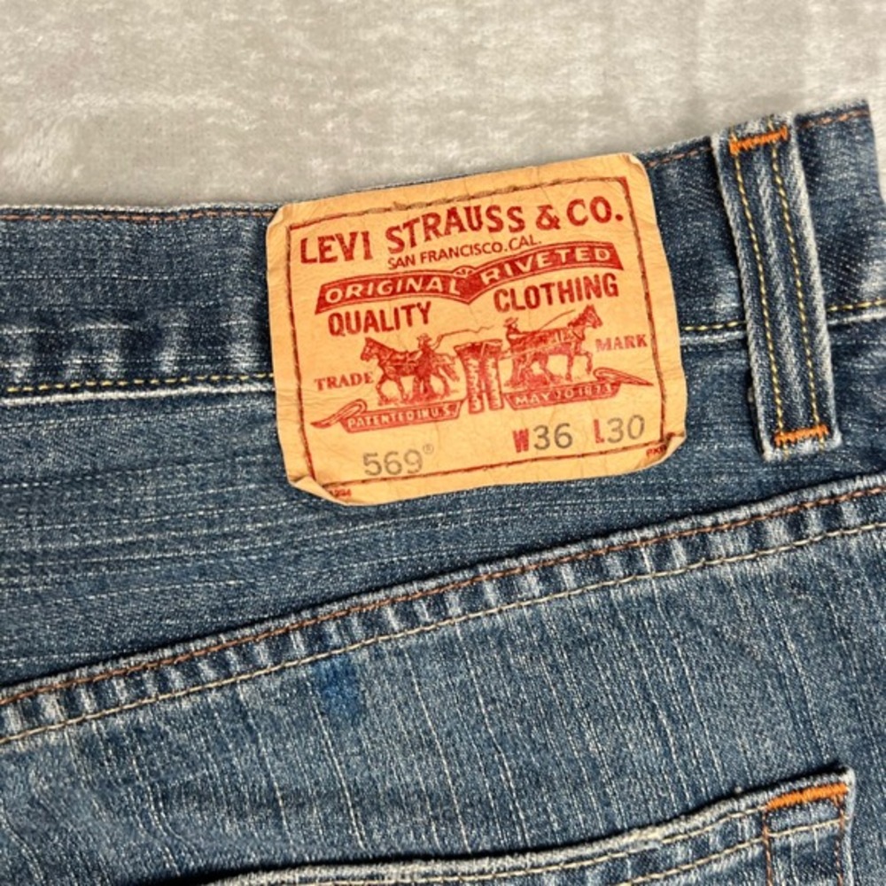 Levi Strauss 569 Loose Straight Jeans Mens W36 L30 Blue Denim - Picture 4 of 15